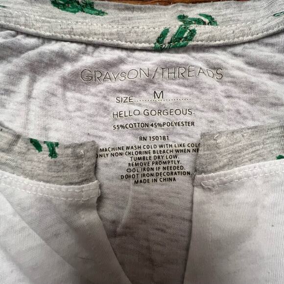 Grayson Threads Womens Santa Christmas Cactus Quarter Length Sleeve Shirt Medium - Picture 5 of 8